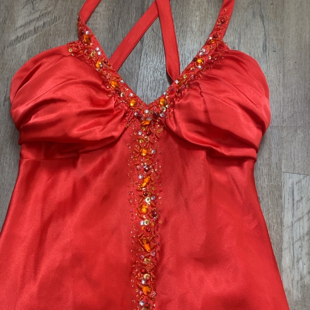 Zum Zum by Niki Livas Vibrant Red 90’s Halter dress worn once